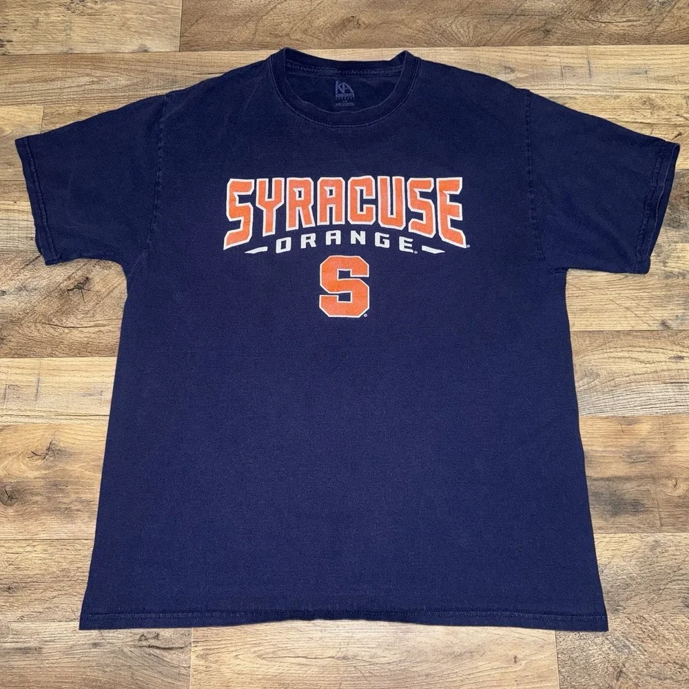 Vintage NCAA Syracuse Orange Knights Apparel Men's T Shirt Navy Blue Size Large